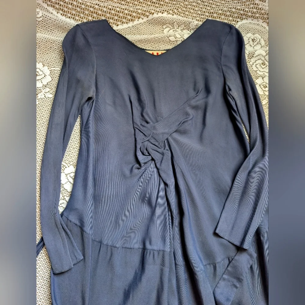 Vintage Marni Silk-Blend Midi Dress | Knotted Front, Asymmetrical Hem - Picture 5 of 9
